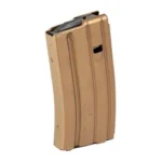 DURAMAG 20RD 5.56 ALUM MAG BR/BK bronze curved magazine, angled front view with black follower