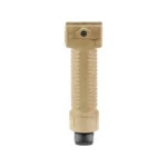 Grip Pod GPS.02 Bipod Stand Alum Tan, front view in closed vertical position