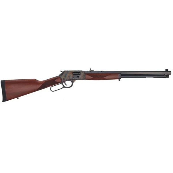 HENRY H12 COLOR CASE 357MAG 16.5", lever-action rifle with brown stock and black barrel, left side