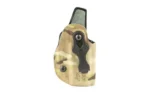 Safariland SL SPECIES P365 COR MLTCM RH tan camouflage holster, outer side view