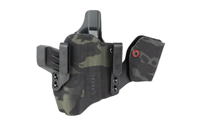 Safariland SL INCOG FOR GLK 19/17 W/LT dark camouflage front view with clips and matching wing