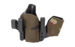 Safariland SL INCOG P365 FXMACRO brown camouflage front view with black clips and brown wing