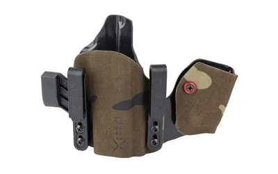 primary-13222 Safariland SL INCOG P365 FXMACRO brown camouflage front view with black clips and brown wing