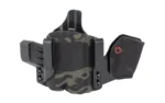 Safariland SL INCOG FOR GLK 43X/48 W/LT dark camouflage front view with clips and black wing