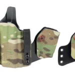 Safariland SL INCOG FOR GLK 43X/48 Multicam front view with sidecar, belt clips and extra panel