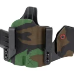 Safariland SL INCOG P365/X/XL SLT woodland camouflage front view with sidecar and belt clips