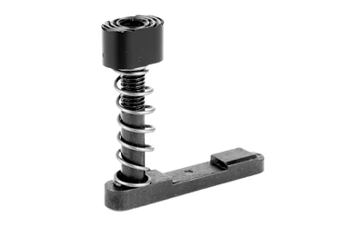 LBE AR MAG CATCH ASSEMBLY black magazine catch, angled view with button, spring and threaded bar