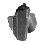 Safariland SL 6378 ALS for GLK 17 W/LGHT STB RH holster, black angled front view with paddle