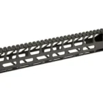LANTAC SPADA-ML 15 M-LOK Handguard, angled top view of black slotted handguard with top rail