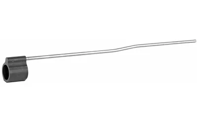 primary-13285 LBE LOPRO GAS BLOCK W/MID TUBE, black gas block with long bent silver tube, side view