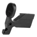 LBE AR BOLT CATCH ASSEMBLY black metal bolt catch, side view with textured oval paddle