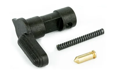 primary-13288 LBE AR Selector Assembly, black selector shown with coiled spring and brass-colored detent