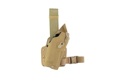primary-13341 Safariland SL6354RDS FOR G17MOS X300U COR CB, tan thigh holster with leg strap
