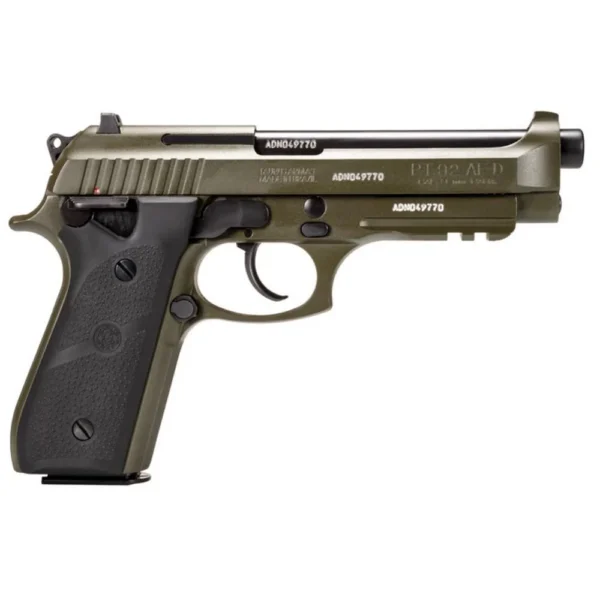 Taurus International Inc. Taurus PT92 Handgun 9mm Luger 17rd Magazines (2) 5" Barrel OD Green Black Hogue Grip