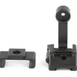 Griffin M2 Sight Rear, black folding rear sight with mounting plate, front view