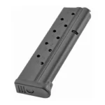 MAG CMC PROD RANGE PRO 10RD 9MM BLK, black magazine in angled side view with witness holes