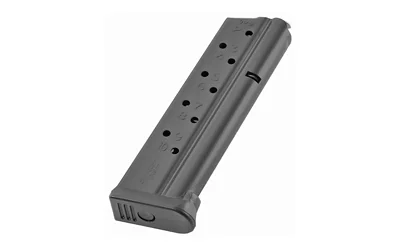 primary-13531 MAG CMC PROD RANGE PRO 10RD 9MM BLK, black magazine in angled side view with witness holes