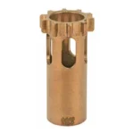 Griffin Universal Piston AAC, angled view of bronze-tone cylindrical part with side cutouts