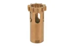 Griffin Universal Piston AAC, angled view of bronze-tone cylindrical part with side cutouts