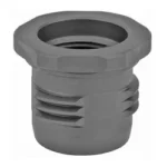 Griffin Piston Barrel Adapter, gray angled view with threaded interior and grooved exterior