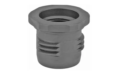 Griffin Piston Barrel Adapter, gray angled view with threaded interior and grooved exterior