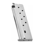 MAG CMC PROD CLASSIC silver steel magazine in angled side view with black follower