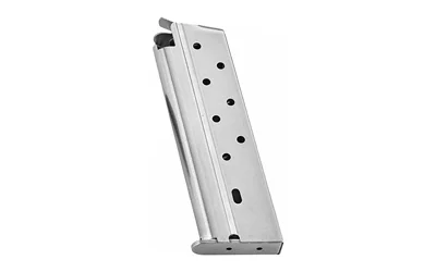 MAG CMC PROD CLASSIC silver steel magazine in angled side view with black follower