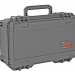 SKB I-SERIES HANDGUN CASE black hard case, front view with handle, latches and wheels