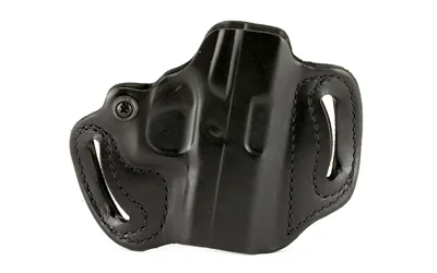 DeSantis Mini Slide SIG P365 RH black leather holster, front view with belt slots