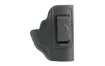 DESANTIS INSIDER LCP/P3AT/DB black right-hand holster, front view with belt clip