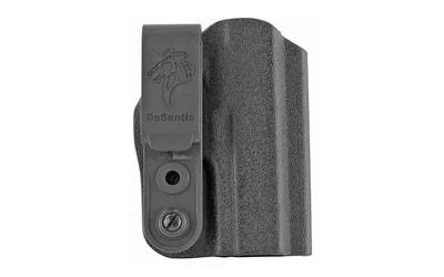 DESANTIS SLIM-TUK SIG P238 AMBI BLK black holster, front view with belt clip and two screws