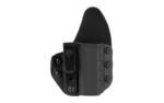 DESANTIS UNITUK FOR GLK 43 MOS RH BK black holster, front view with belt clip and tall sweat guard
