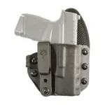 DESANTIS UNI-TUK SIG P365 RH BLK gray holster, front view with black belt clip and pistol outline