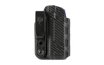 DESANTIS SLIMTUK FOR GLK 43X MOS CF black carbon-pattern holster, front view with belt clip
