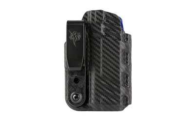 DESANTIS SLIMTUK FOR GLK 43X MOS CF black carbon-pattern holster, front view with belt clip