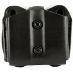 DeSantis Double Mag Pouch Double 9MM/40 BLK black pouch, front view with two snap fasteners