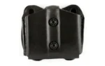 DeSantis Double Mag Pouch Double 9MM/40 BLK black pouch, front view with two snap fasteners