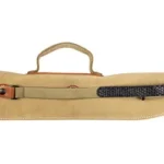 DeSantis Kurz Shotgun Case 12/20GA tan case, side view with handle, strap and mesh panel