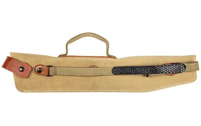 DeSantis Kurz Shotgun Case 12/20GA tan case, side view with handle, strap and mesh panel