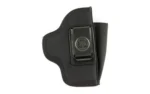 DeSantis Pro Stealth M&P 9/40 P320C black holster, front view with belt clip