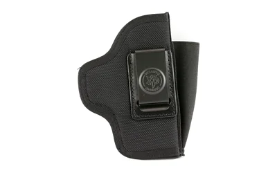 DeSantis Pro Stealth M&P 9/40 P320C black holster, front view with belt clip