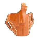 DESANTIS SCBRD SW N FM 3 IN RH TAN, tan leather holster front view with white stitching