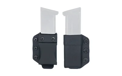 primary-13655 DeSantis Presider double-stack magazine pouch in black, shown from front and back