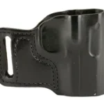 DESANTIS E-GAT 1911 RH BLK black leather holster, side view with belt slot and molded contours
