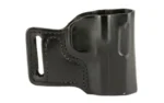DESANTIS E-GAT 1911 RH BLK black leather holster, side view with belt slot and molded contours