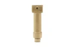 Grip Pod GPS.02 Bipod Standard, tan front view with ribbed grip and folded legs