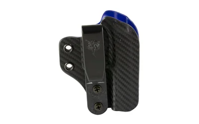 DESANTIS LFGRD FOR GLOCK 43 AMBI BLK black carbon-pattern holster, front view with belt clip