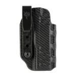 DeSantis Slim-Tuk for GLK 17 Ambi CF black holster, front view with belt clip and textured shell