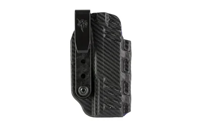DeSantis Slim-Tuk for GLK 17 Ambi CF black holster, front view with belt clip and textured shell