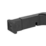 STRIKE MAG RELEASE FOR GLOCK G3 BLK, black release and separate square button, angled side view